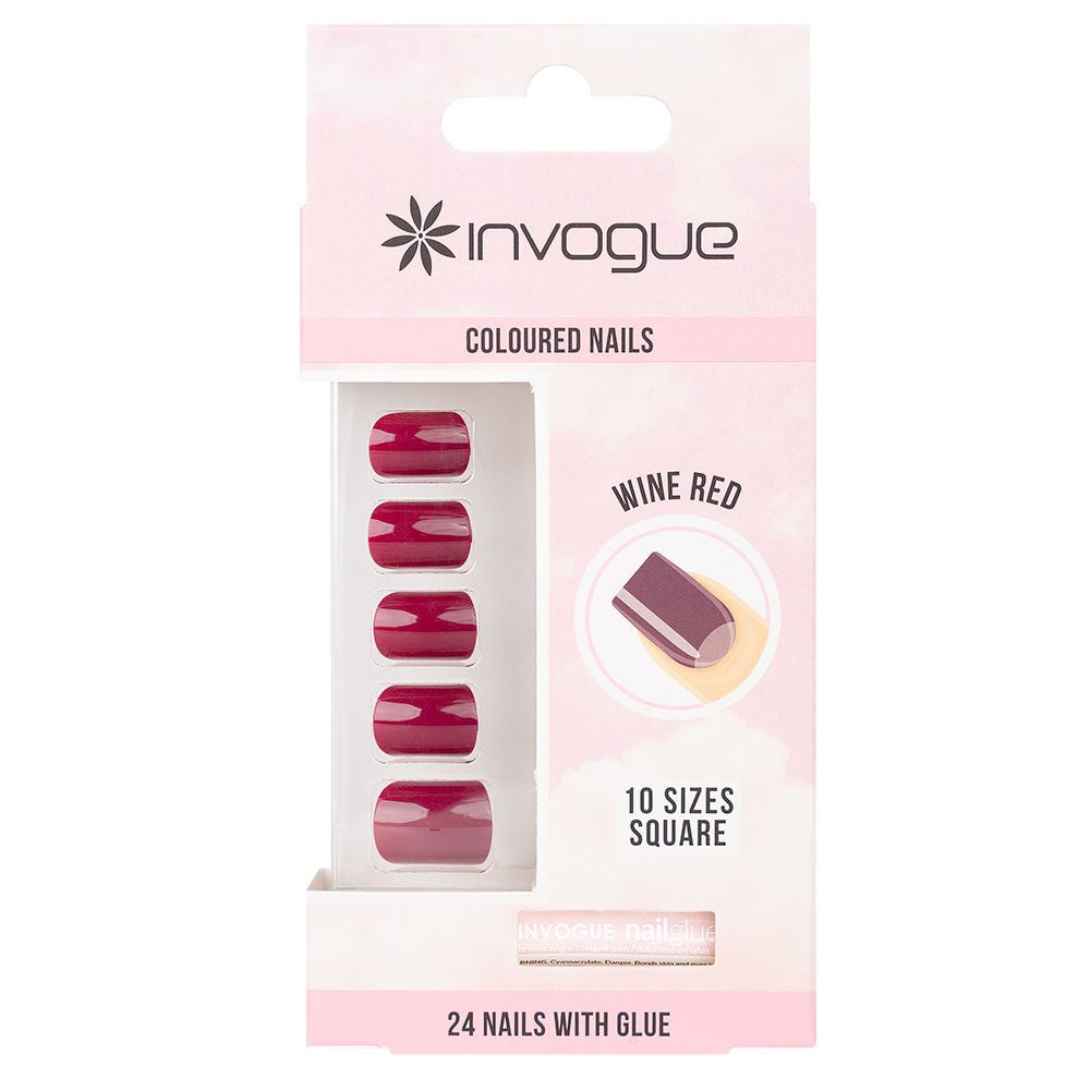 Invogue Wine Red Square Nails