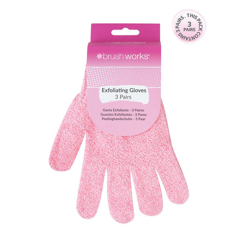 Brushworks Bath Exfoliating Gloves-3 pack