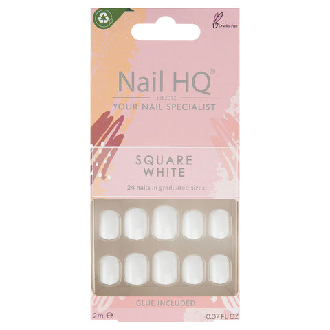 HQ Square White Acrylic Nails