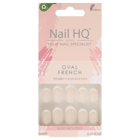 HQ Oval French Acrylic Nails