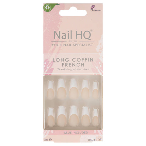 HQ Longe Coffine French Acrylic Nails