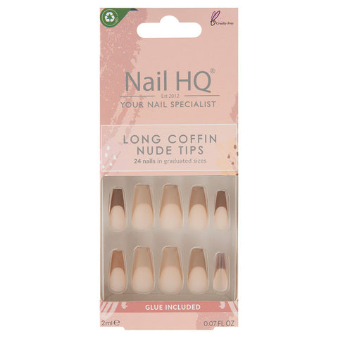 HQ Long Coffin Mixed Nude Tips Acrylic Nails
