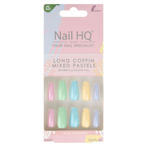 HQ Long Coffine Mixed Pastel  Acrylic Nails