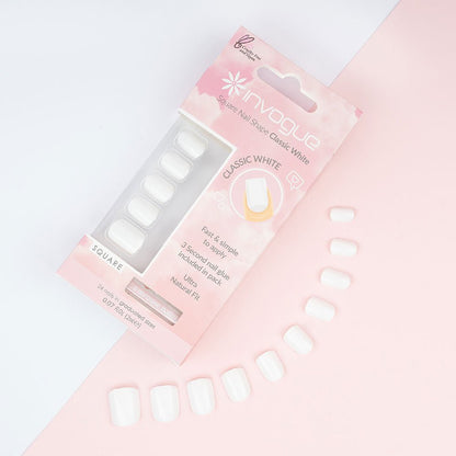 اظافر اكريليك ابيض سكوير انفوجوا