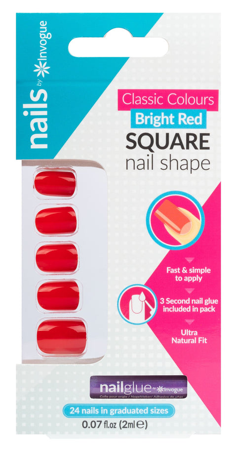 Invogue Bright Red Acrylic Nails