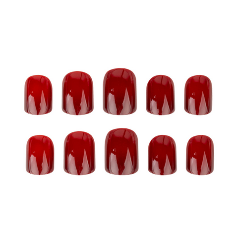 HQ Square Deep Red Acrylic Nails