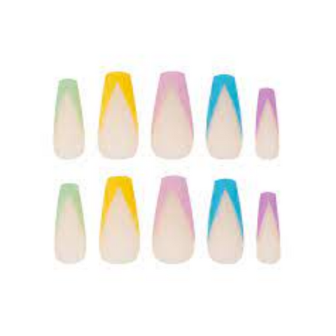 HQ Long Coffin Pastel Tips Acrylic Nails
