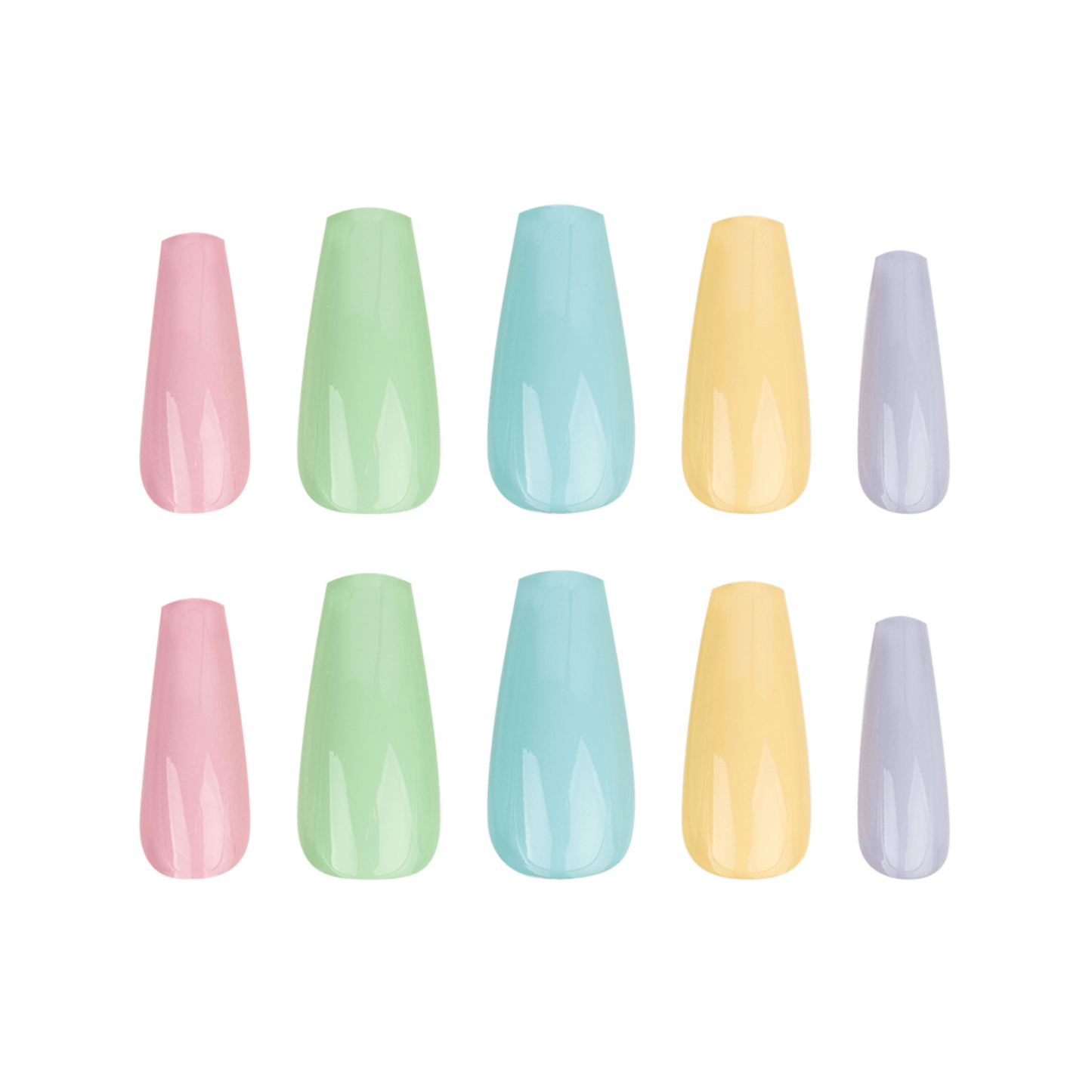 HQ Long Coffine Mixed Pastel  Acrylic Nails