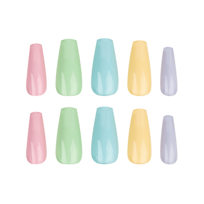HQ Long Coffine Mixed Pastel  Acrylic Nails