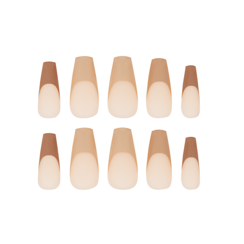 HQ Long Coffin Mixed Nude Tips Acrylic Nails