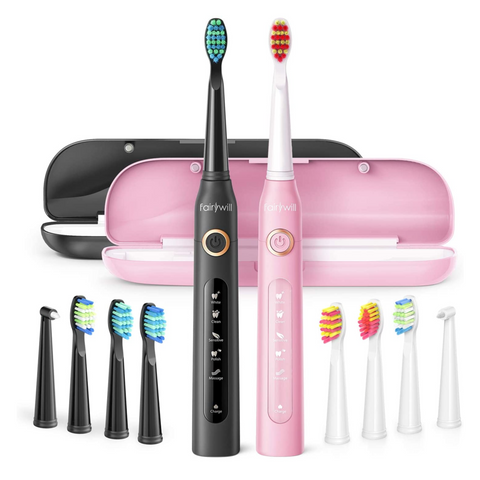 Fairywill Dual Pack D7 Electric Tooth Brush(Pink & black)