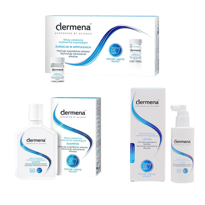 كورس انبات وعلاج تساقط الشعر من ديرمينا (امبولات+بخاخ+شامبو)