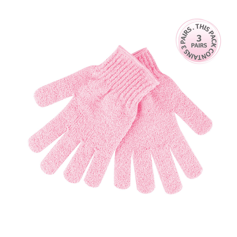 Brushworks Bath Exfoliating Gloves-3 pack